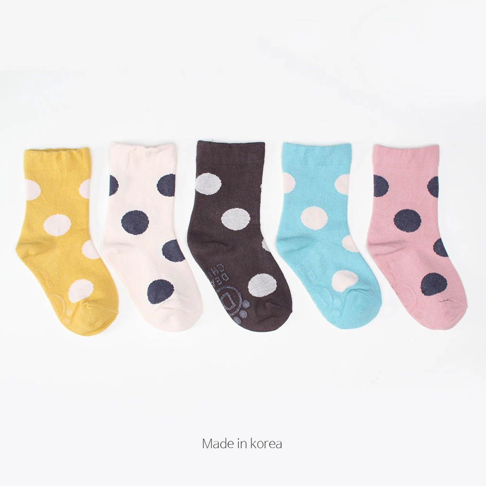 (五入組)韓製兒童中筒襪-圓點點