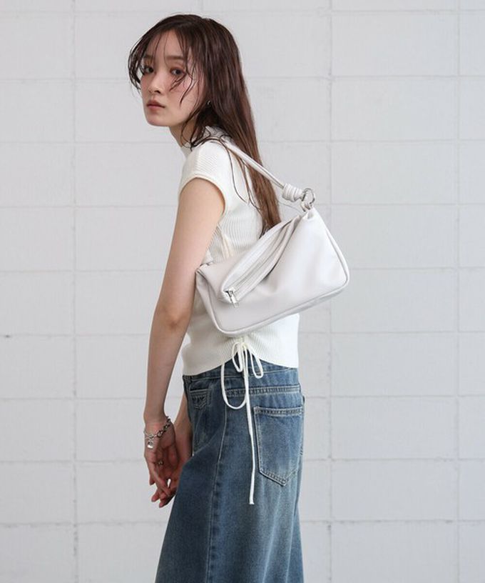 日本 Bab - 2way軟質拉鍊造型手提/側背包-象牙白