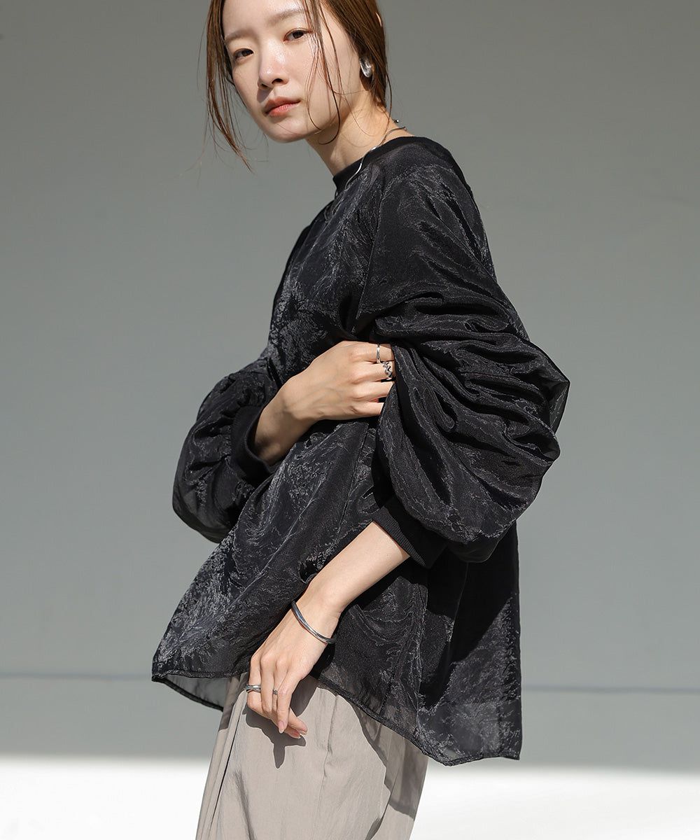 日本 Bab - [推薦]薄紗層次精緻女孩長袖上衣-淺卡其