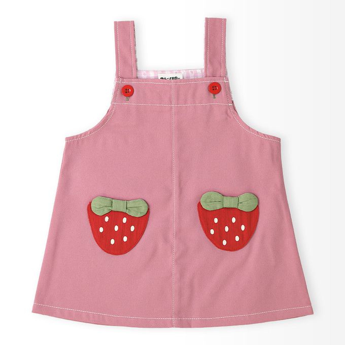 日本 ZOOLAND - 甜蜜草莓口袋俏麗吊帶裙-粉紅