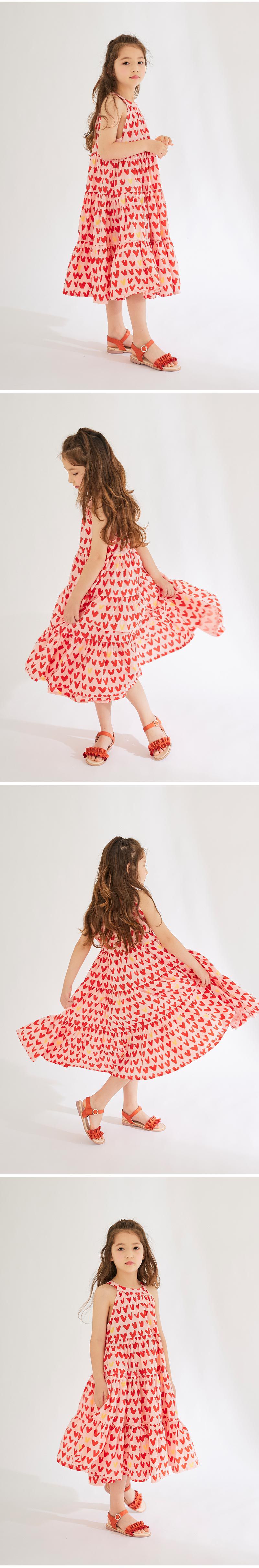 韓國 OZKIZ - 滿版愛心拼接感長版洋裝