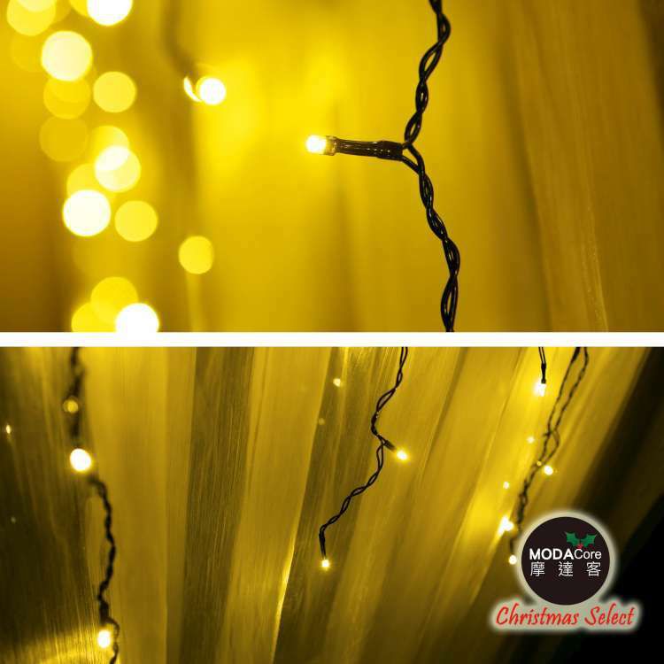 MODACore 摩達客 - LED燈100燈冰條燈聖誕燈情境裝飾燈-暖白光-黑線附贈IC控制器