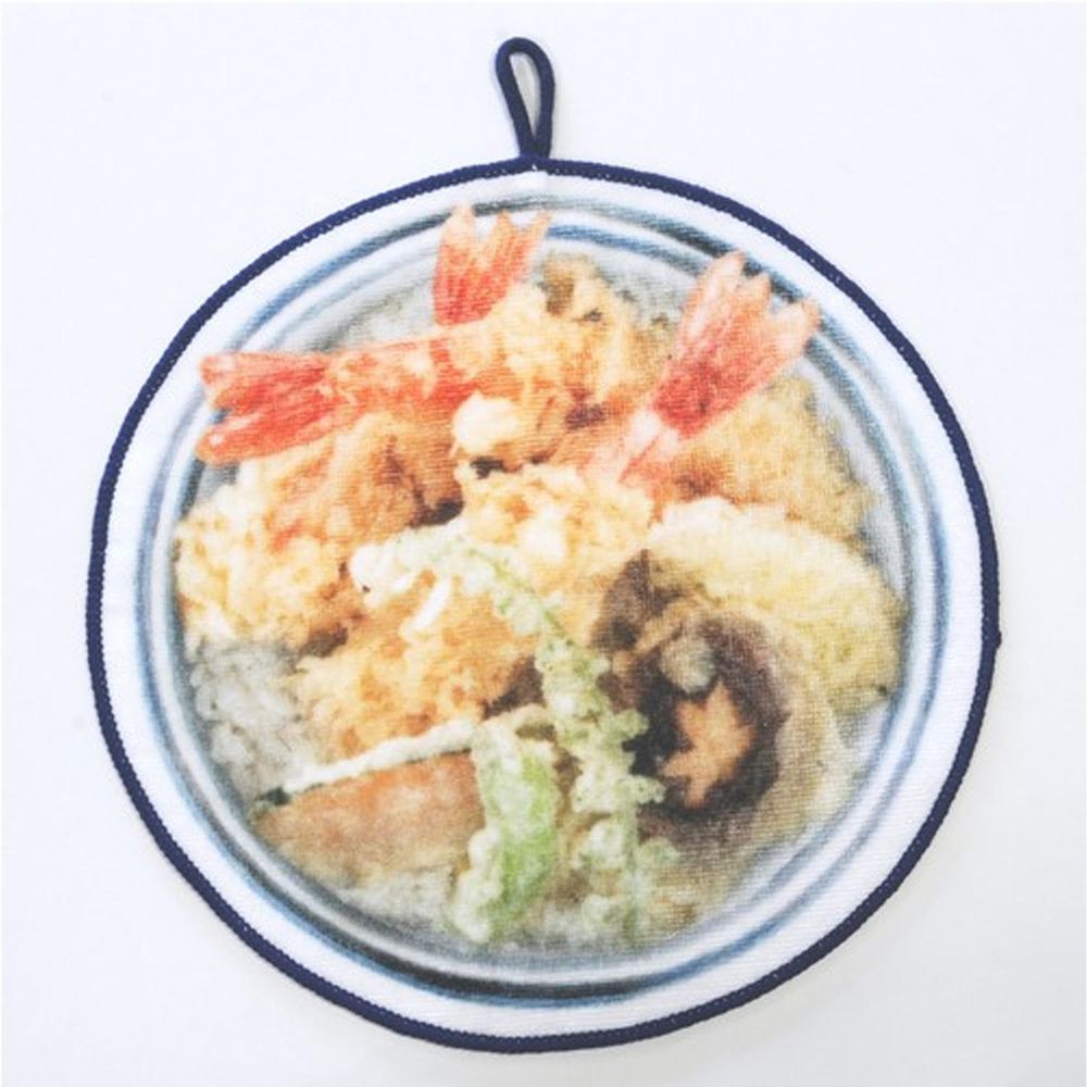 仿真造型碗裝印花手帕/擦手巾-天丼 (直徑21cm)