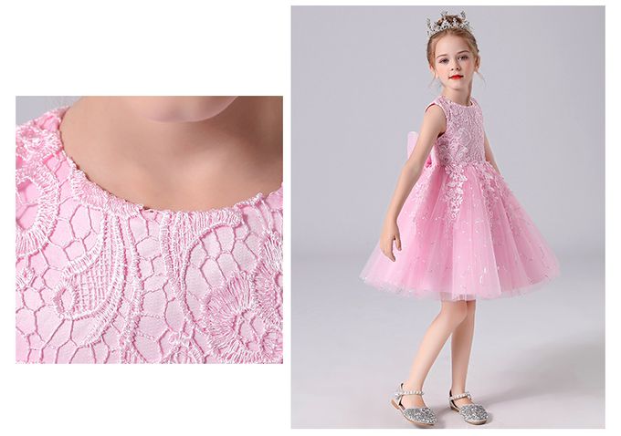 蕾絲落花紗裙小禮服-淺藍色