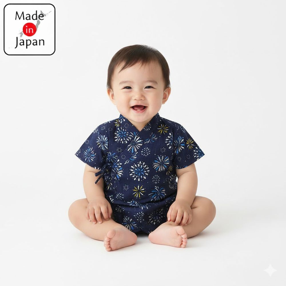 甚平包屁衣-煙火-深藍色