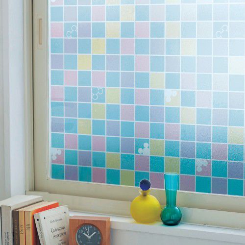 日本千趣會 - 迪士尼 日本製 90%抗UV光影窗貼(靜電式)-米奇繽紛馬賽克 (90x90cm)