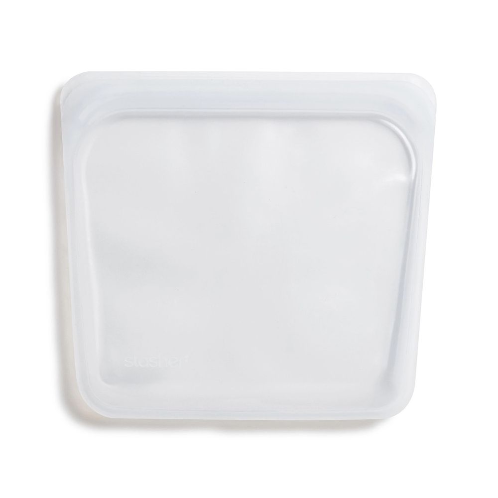 美國 Stasher - 食品級白金矽膠密封食物袋-Sandwich方形-珍珠白 (443ml)