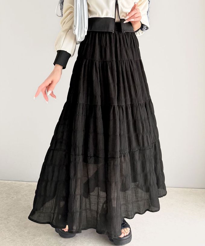 日本 Classical Elf - 柔軟飄逸分層透膚喇叭長裙-白