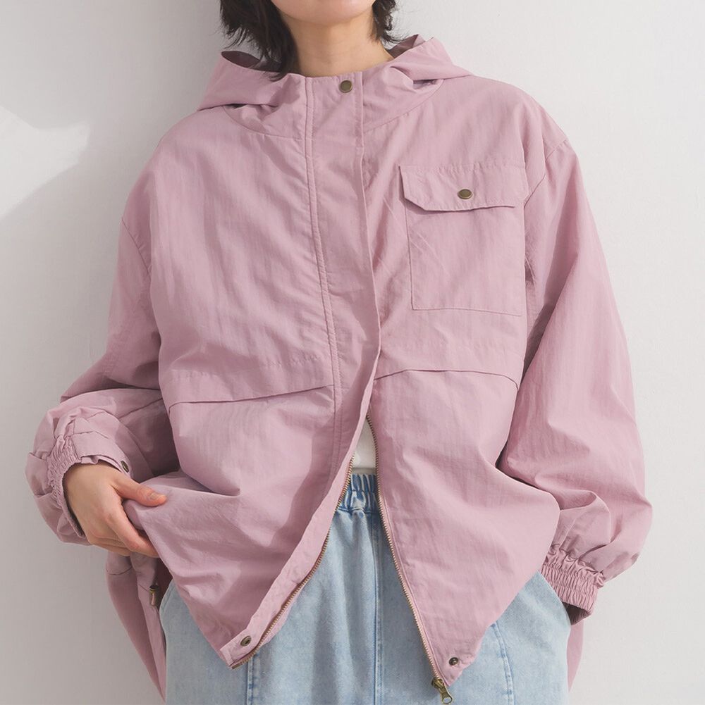 防潑水 優雅霧感派克風衣連帽外套-粉紅