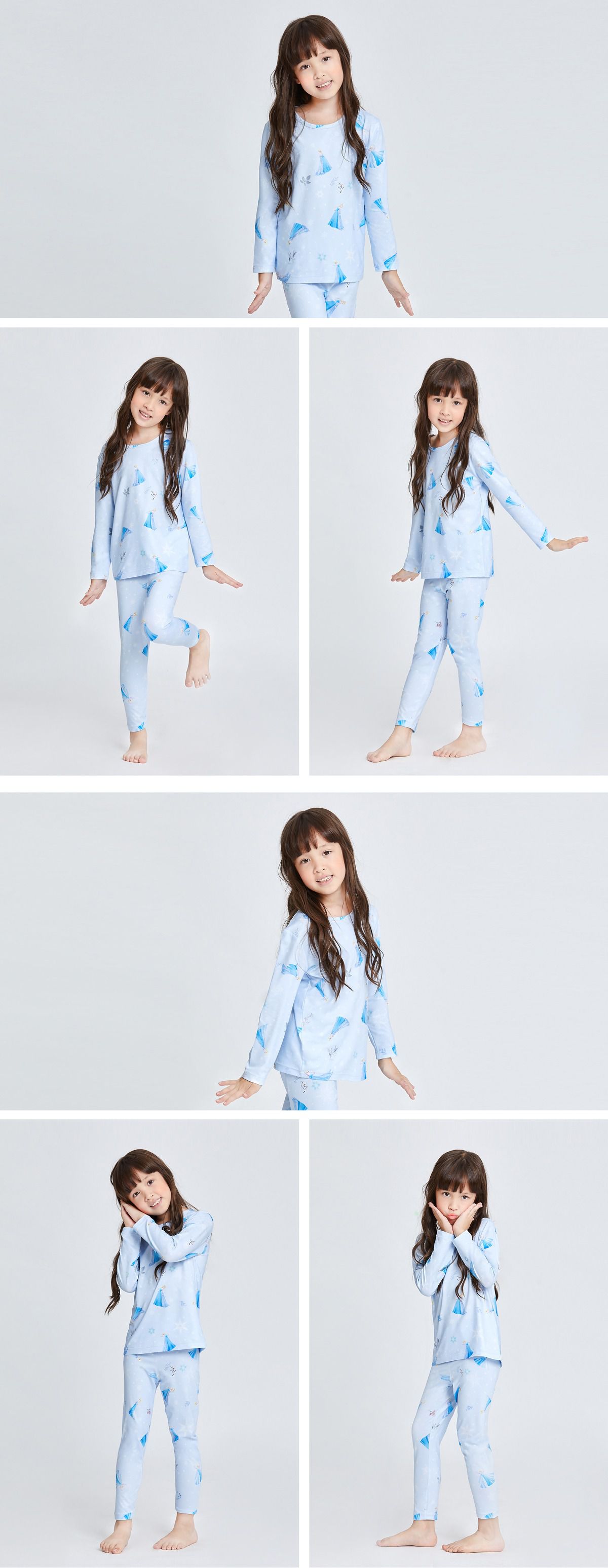 WIWI - 冰霜艾莎溫灸刷毛圓領發熱衣-童-天空藍