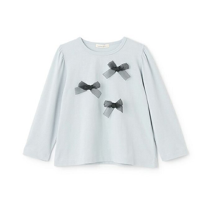 日本 Lycee mine - 100%棉 夢幻蝴蝶結長袖上衣-粉紅