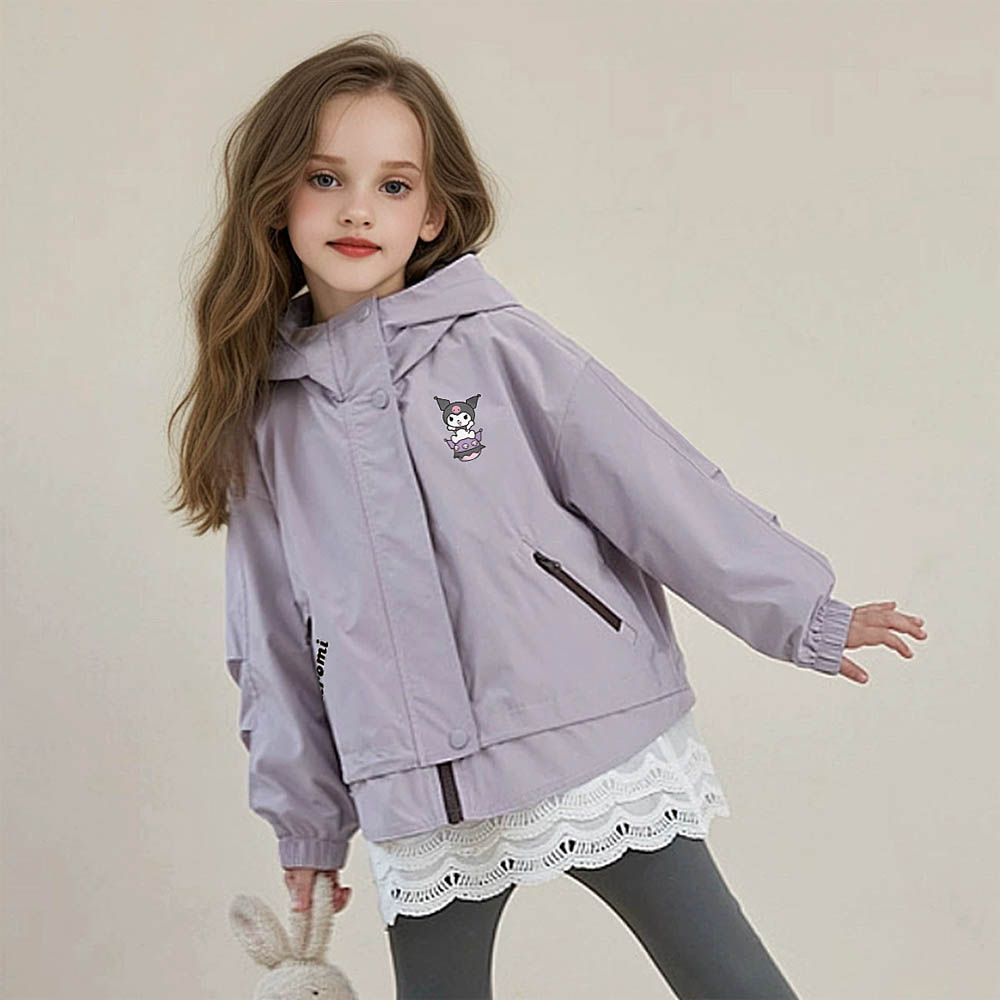 休閒防風連帽外套-卡通人物酷洛米-紫色