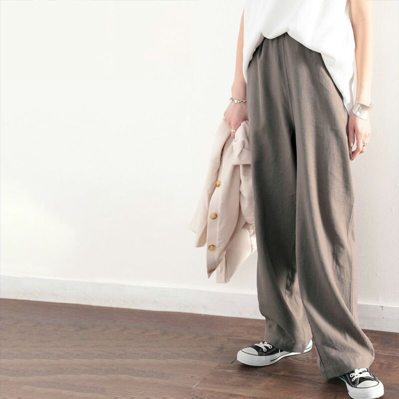 日本 Classical Elf - 嫘縈柔軟舒膚垂墜感寬褲-摩卡