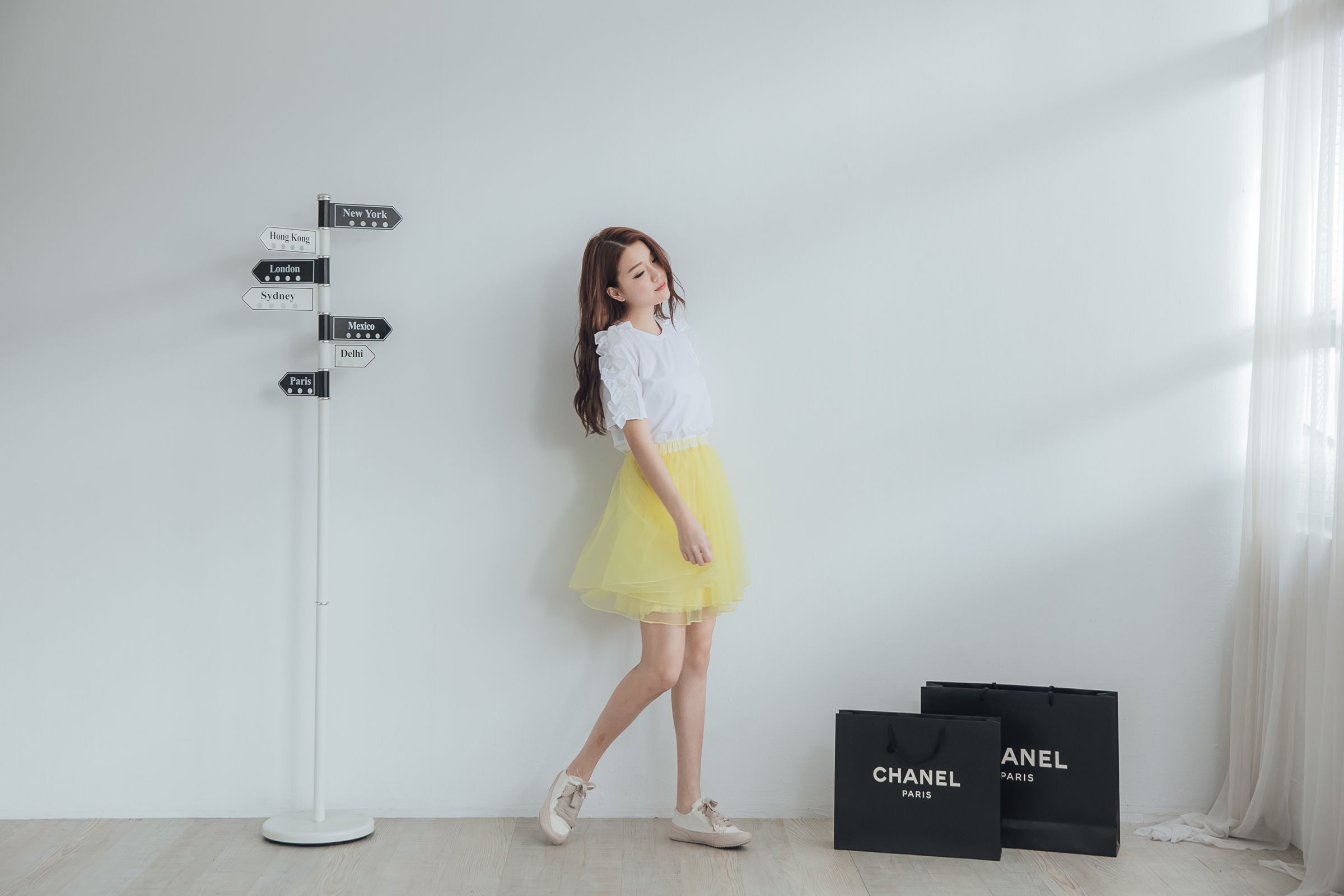 Peachy - 獨家訂製綿柔空氣紗裙-短裙款-嫩鵝黃 (F)