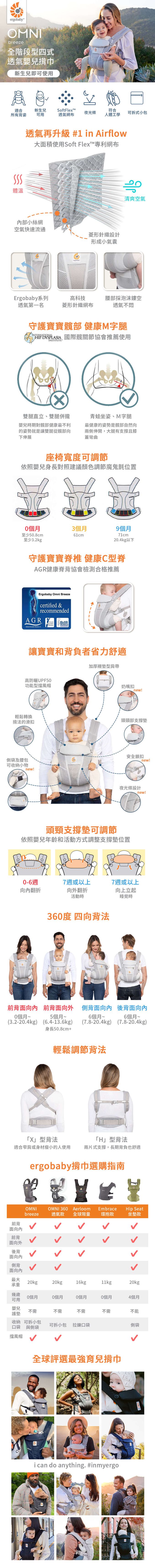 美國 ergobaby - Breeze 多功能透氣背巾-石墨灰