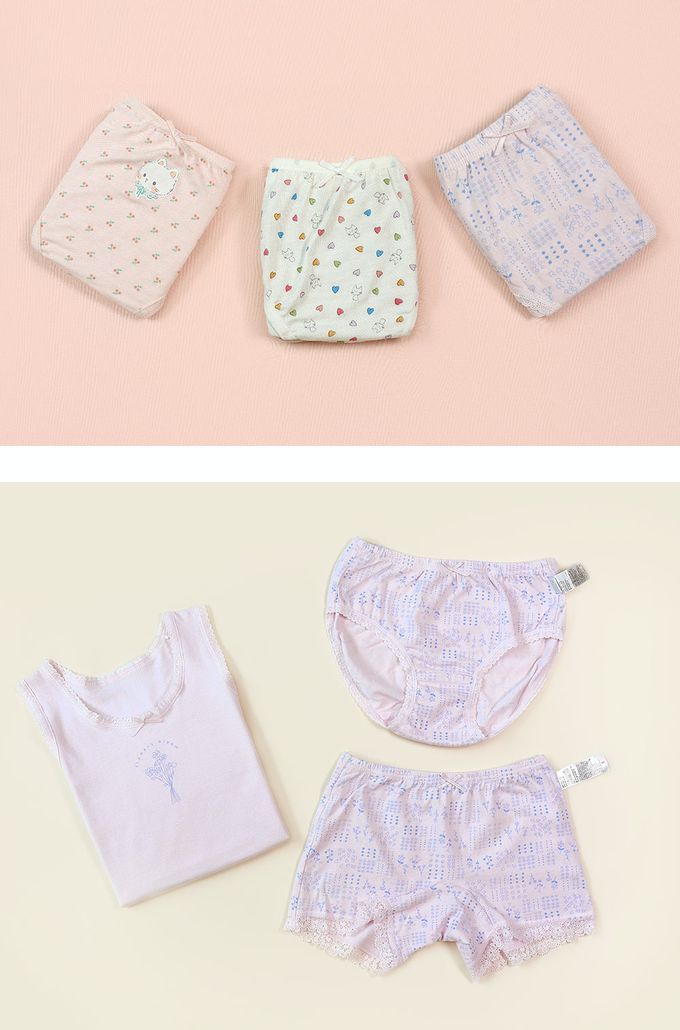 韓國 Ppippilong - 莫代爾棉混紡三角褲(女寶)-藍紫花印紋