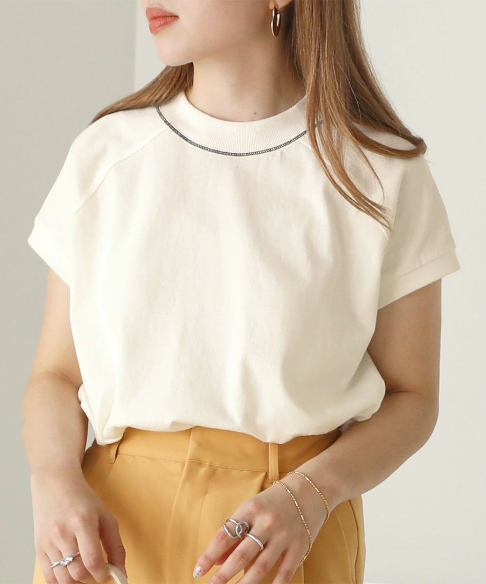 日本 Bou Jeloud - 接觸涼感 UV CUT 純美國棉短袖修身素T-撞色線條-綠