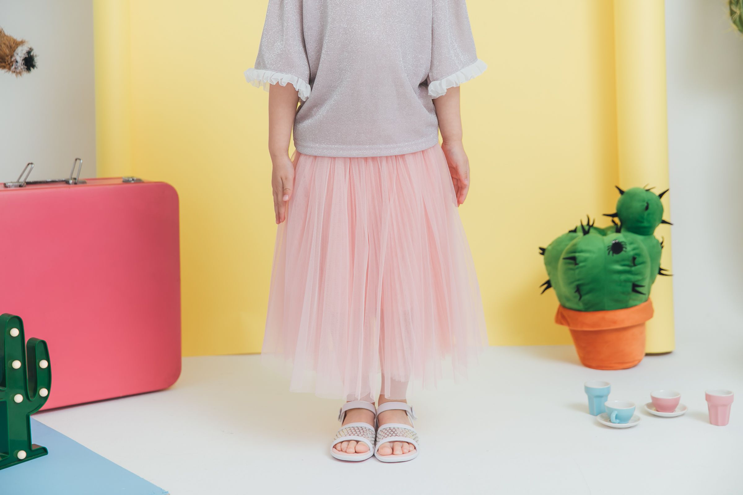 Peachy - 北鼻款*獨家訂製綿柔法式浪漫三層蓬紗裙-三層蓬版-蜜桃粉