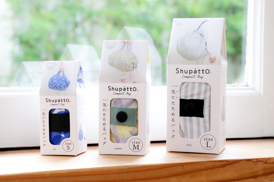 日本 MARNA - Shupatto 秒收摺疊購物袋(可掛購物籃)-五週年限定升級款-漣漪波點 (L(50x38cm))-耐重15kg / 40L