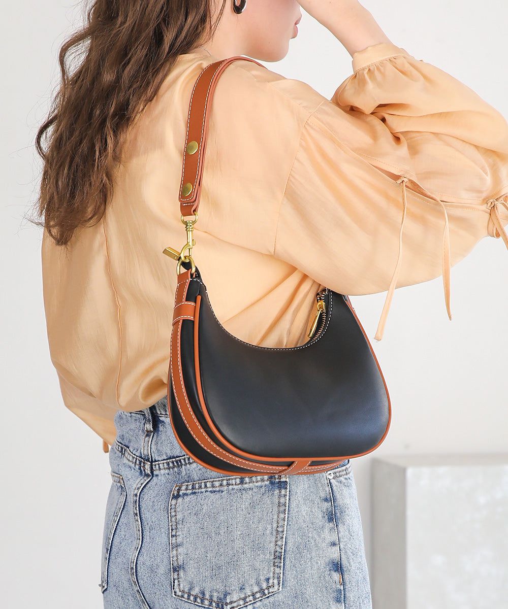 日本 Bab - 時尚皮革滾邊腋下包-黑