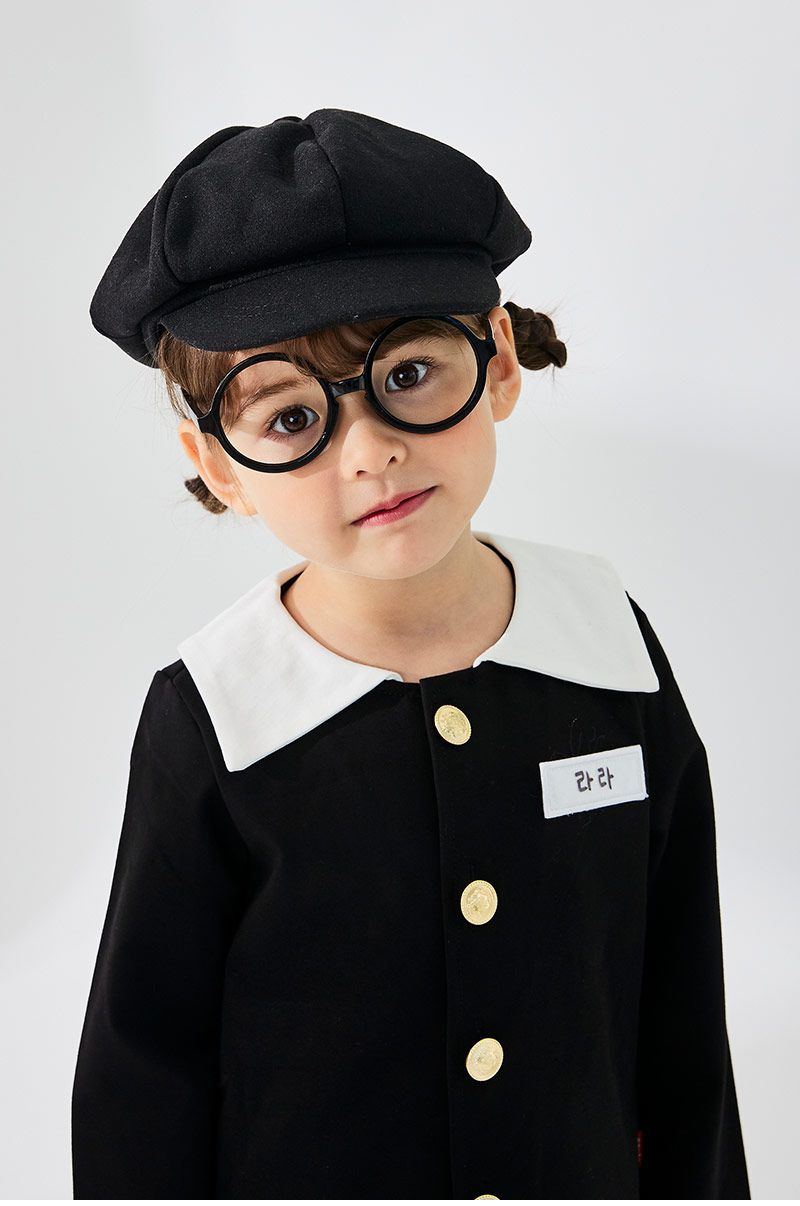 韓國 OZKIZ - 黑色返校日校服短裙套裝(附帽子/圍巾)-黑