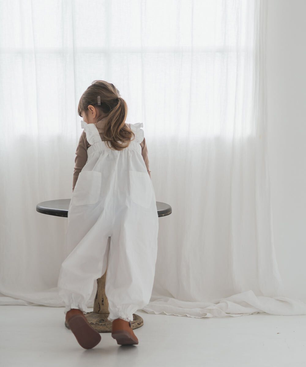 日本 riziere - 可愛荷葉澎澎燈籠吊帶褲-黑