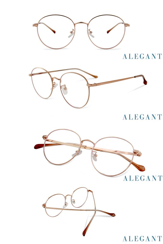 ALEGANT - 仿舊感繆斯金色圓框UV400濾藍光眼鏡
