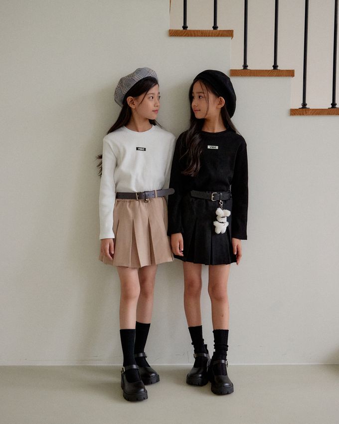 韓國 sm2 - 文字點綴羅紋長袖上衣-白