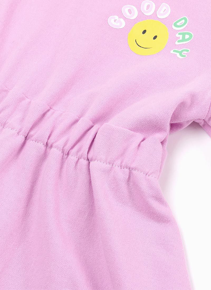 韓國 OZKIZ - 好日子笑臉長袖縮腰洋裝