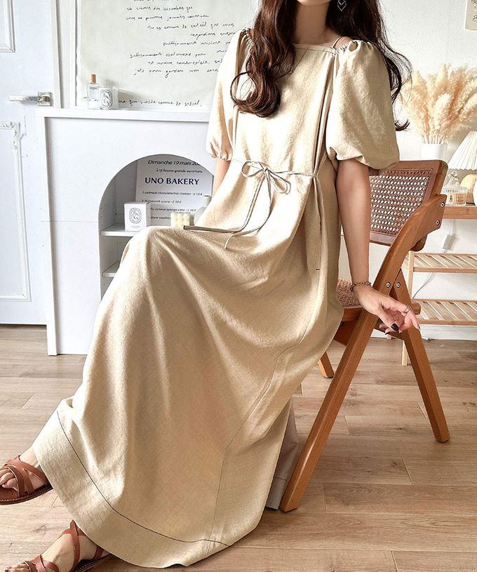 日本 Classical Elf - 典雅2way露肩腰綁帶泡泡袖洋裝-黑