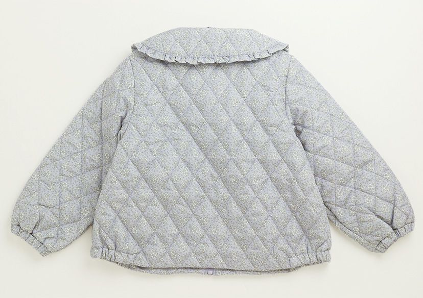 日本 Catherine Cottage - 荷葉領輕量鋪棉絎縫外套-小花-藍紫