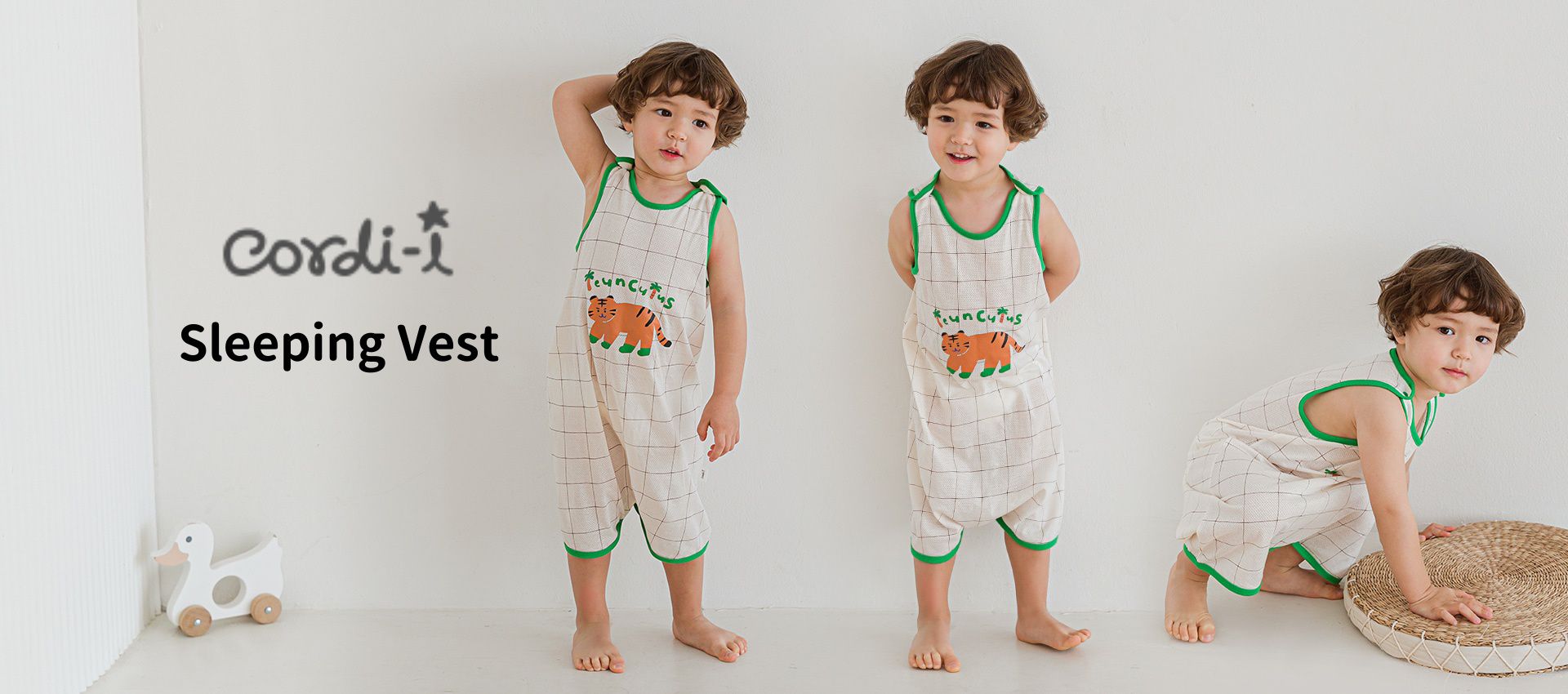 韓國 Cordi-i - 無螢光棉透氣洞洞防踢被-格子花花