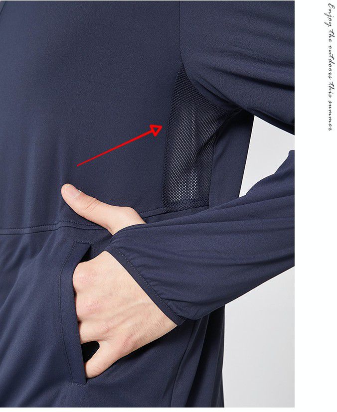 抗UV超薄款防曬外套(透氣網眼)-男款-淺灰色-無logo