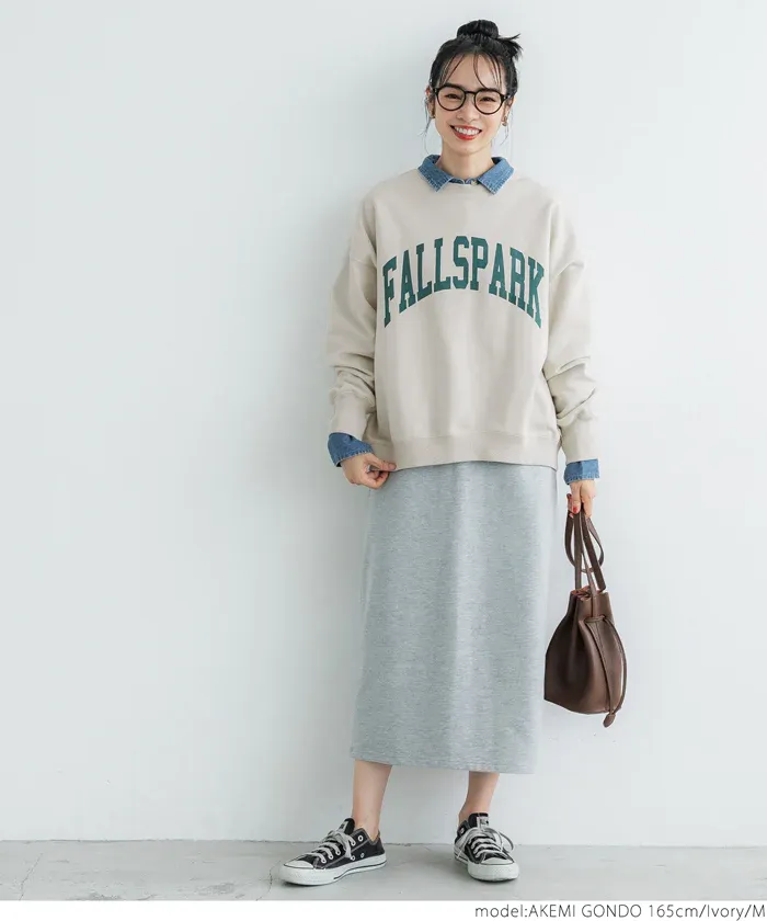 日本 COCA - 裏毛圓領百搭大學T-米杏