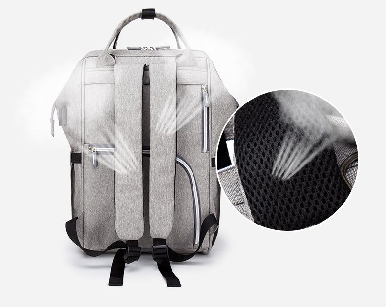 多功能防水後背包/媽媽包-迷彩款-灰色 (40x33x20cm)