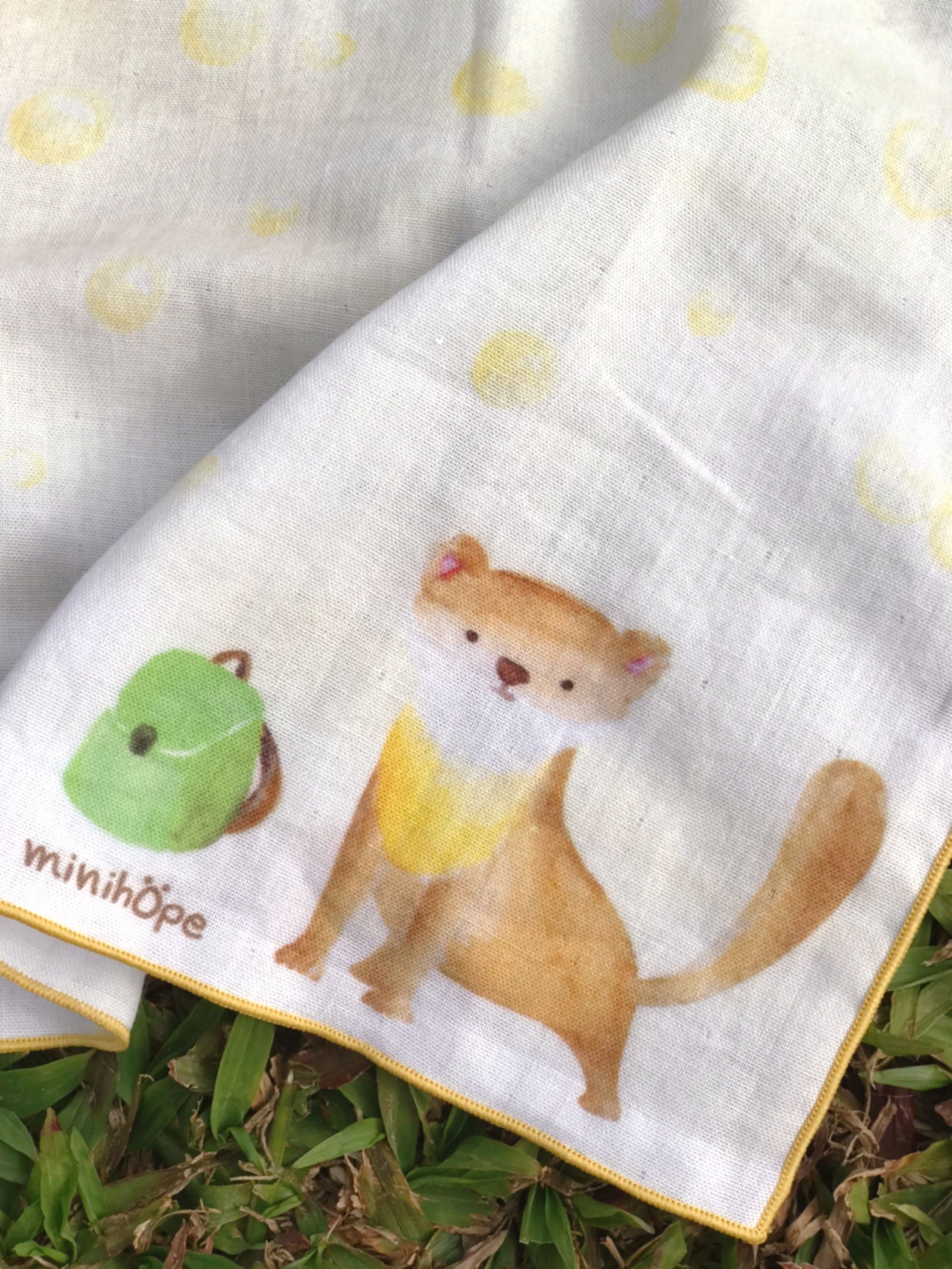 minihope美好的親子生活 - 離家出走的黃喉貂-有機棉雙層紗手帕 (28x28cm)