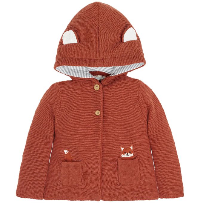 英國 JoJo Maman BeBe - 開襟羊毛衫-可愛小狐狸