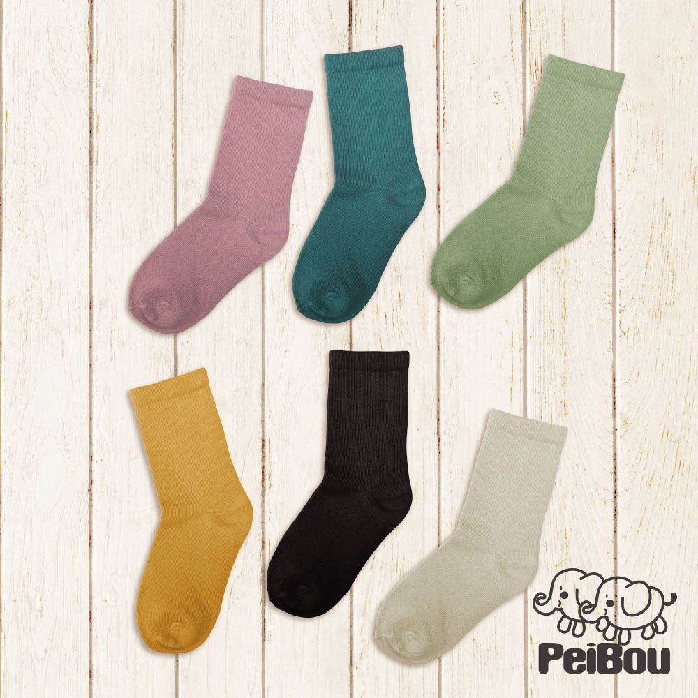 貝柔 Peilou - 貝寶兒童抑菌消臭3/4長襪3入組-素色-隨機顏色