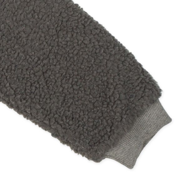 日本西松屋 - 刷毛圓領印花長袖上衣-恐龍拼接-灰藍