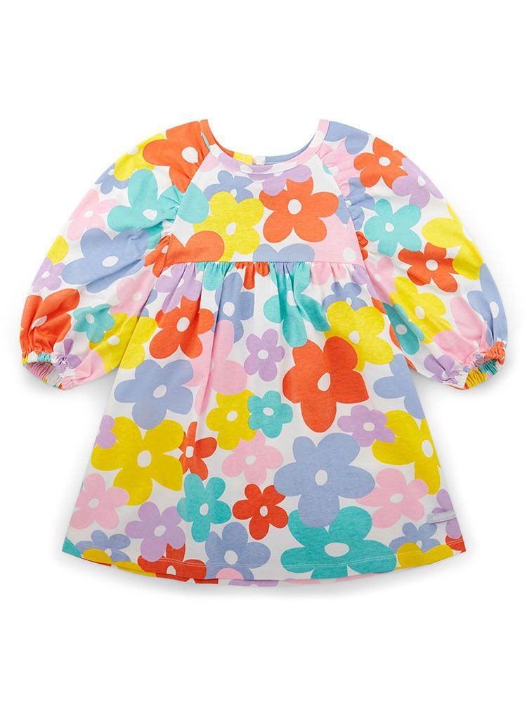 韓國 Jelispoon - 花花澎澎連身裙-白