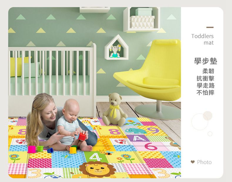 Vanibaby - XPE雙面折疊地墊/爬行地墊-動物王國 (180x200x1cm)