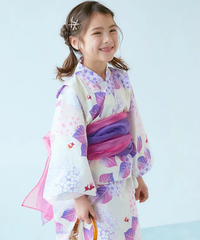 日本 devirock - 純棉 2way穿搭華麗浴衣洋裝(4件組)-繁花盛開-藍綠