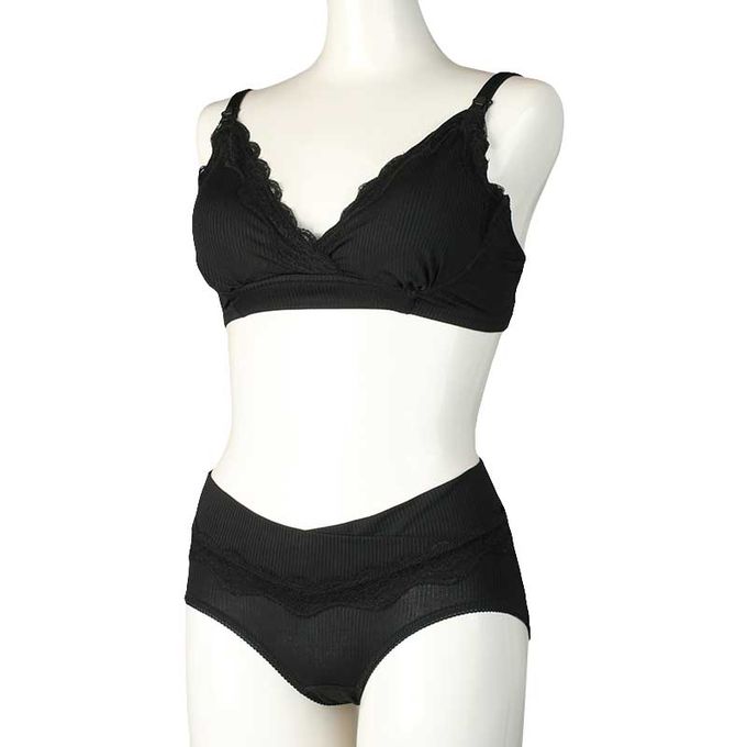 akachan honpo - 自然服貼胸罩 豐滿型-羅紋-黑色