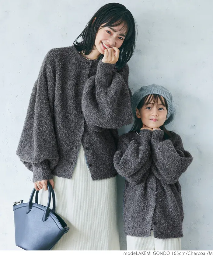 日本 COCA - 澎澎氣球袖針織開襟衫-橘粉