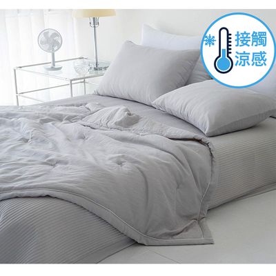 韓國棉被代購 - 韓國製 接觸瞬涼舒眠涼被-迷你蝴蝶結-淺灰