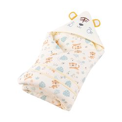 JoyNa - 老虎寶寶 全棉加厚保暖連帽抱被 蓋毯包巾 附固定帶-萌萌虎 (90*90cm)