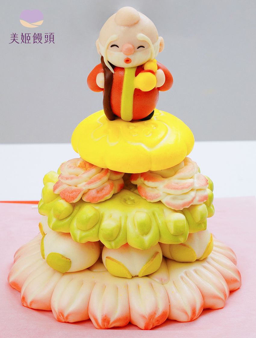 美姬饅頭 - 萬壽無疆祝壽鮮乳造型饅頭-1入-1000g/組