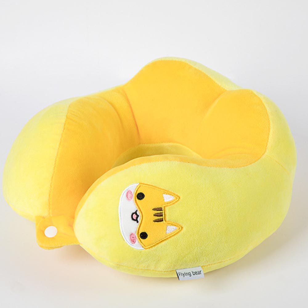 刺繡U型護頸枕(立體款)-貓咪-黃色 (28x28x10cm)