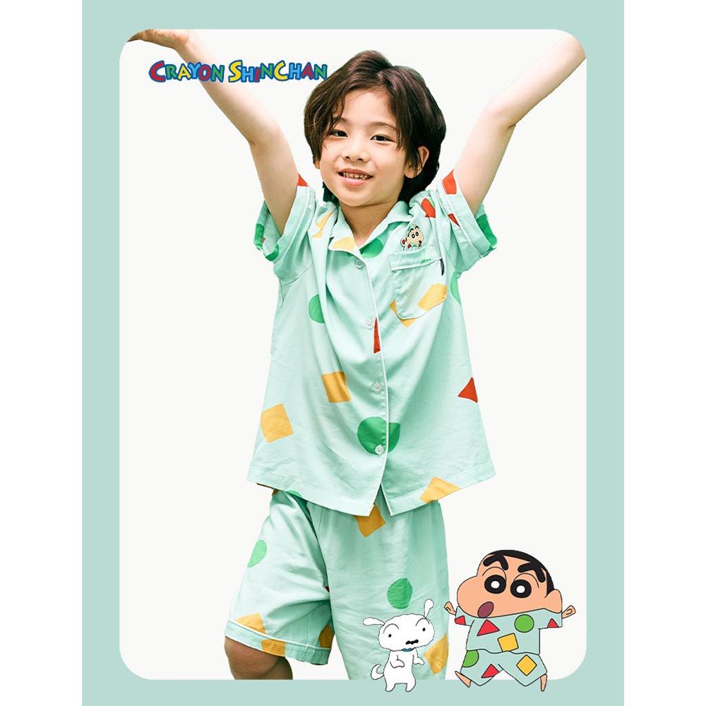 SPAO KIDS短袖睡衣套裝-卡通人物小新-淺綠