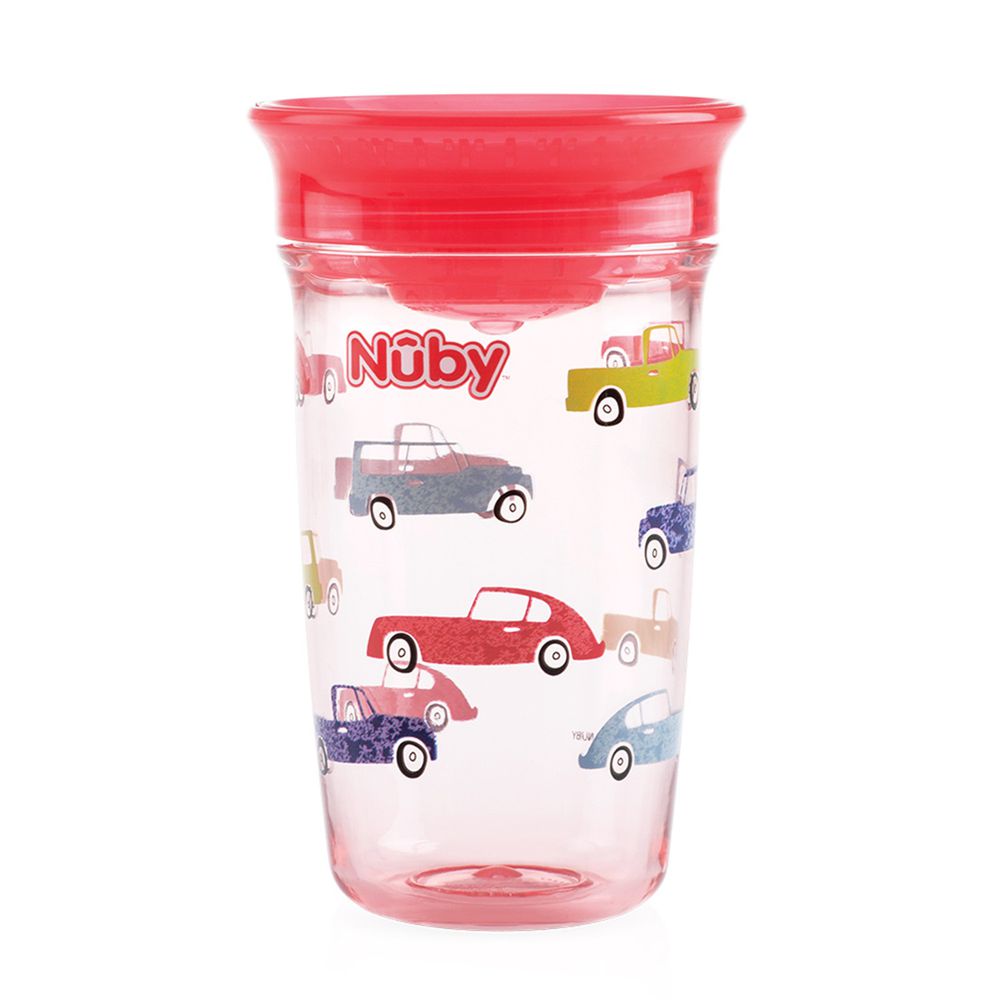 Nuby - 晶透360度喝水杯(12M+)-紅汽車-300ml
